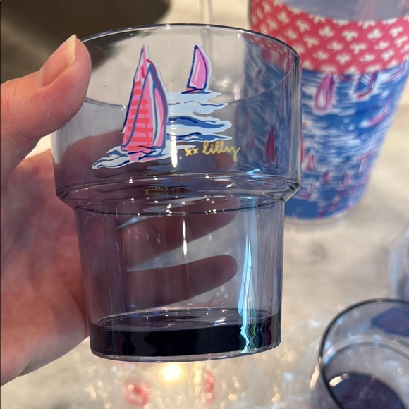 Lilly Pulitzer Nautical Sailboat Pitcher and Cup Set - Picture 4 of 5